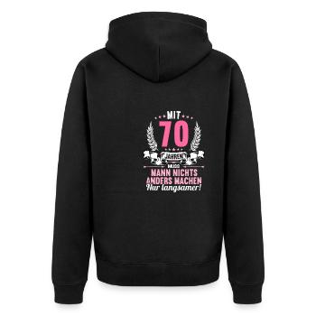 Mit 70 nichts anders nur langsamer 70 Geburtstag - Unisex Premium Bio Zip Hoodie - Schwarz - Hinten - Nico (187cm)