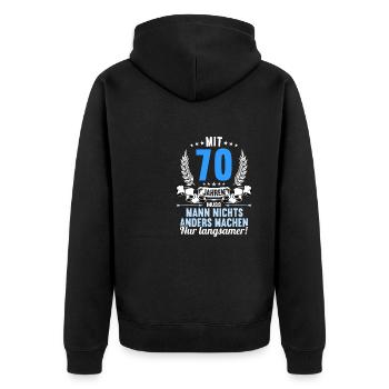 Mit 70 nichts anders nur langsamer 70 Geburtstag - Unisex Premium Bio Zip Hoodie - Schwarz - Hinten - Nico (187cm)