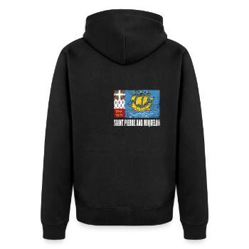 Sankt Pierre Und Miquelon Flagge - Unisex Premium Bio Zip Hoodie - Schwarz - Hinten - Nico (187cm)