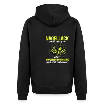 Feuerwehrfrau Feuerwehr Feuerwehrmann Mama - Unisex Premium Bio Zip Hoodie - Schwarz - Hinten - Nico (187cm)