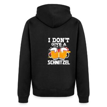Ich Gebe Kein Schnitzel Funny Deutsch Zitat - Unisex Premium Bio Zip Hoodie - Schwarz - Hinten - Nico (187cm)