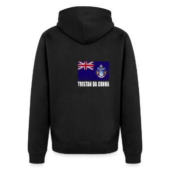 Tristan Da Cunha Flagge Grunge - Unisex Premium Bio Zip Hoodie - Schwarz - Hinten - Nico (187cm)