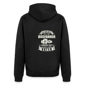 Busfahrer Vater Papa Vatertag Reisebus - Unisex Premium Bio Zip Hoodie - Schwarz - Hinten - Nico (187cm)