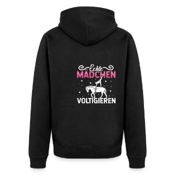 Voltigieren Volti Voltigier Pferde Pferdemädchen - Unisex Premium Bio Zip Hoodie - Schwarz - Hinten - Nico (187cm)