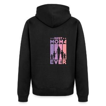 Beste Mutter Aller Zeiten Retro Vier Kinder Beste - Unisex Premium Bio Zip Hoodie - Schwarz - Hinten - Nico (187cm)