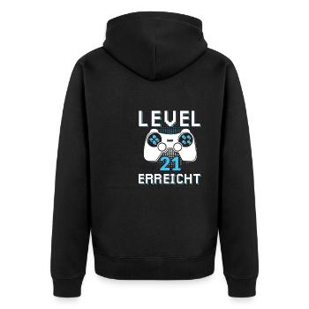 Level 21 Erreicht Gamer - Unisex Premium Bio Zip Hoodie - Schwarz - Hinten - Nico (187cm)