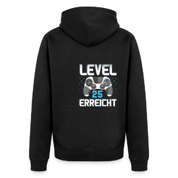 Level 25 Erreicht Gamer - Unisex Premium Bio Zip Hoodie - Schwarz - Hinten - Nico (187cm)