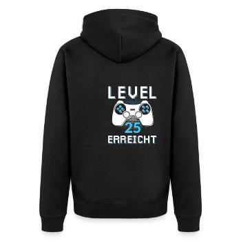 Level 25 Erreicht Gamer - Unisex Premium Bio Zip Hoodie - Schwarz - Hinten - Nico (187cm)