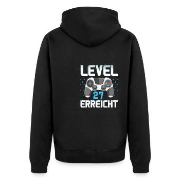 Level 27 Erreicht Gamer - Unisex Premium Bio Zip Hoodie - Schwarz - Hinten - Nico (187cm)