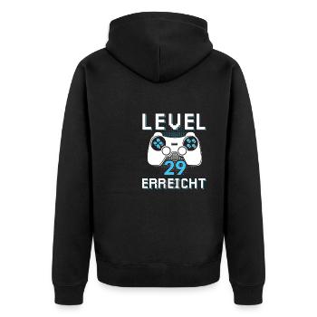 Level 29 Erreicht Gamer - Unisex Premium Bio Zip Hoodie - Schwarz - Hinten - Nico (187cm)