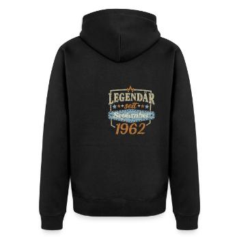 Legendär seit September 1962 Sprüche - Unisex Premium Bio Zip Hoodie - Schwarz - Hinten - Nico (187cm)