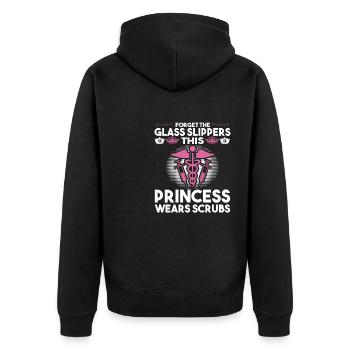 Lustige Krankenschwester Vergessen Sie Die - Unisex Premium Bio Zip Hoodie - Schwarz - Hinten - Nico (187cm)