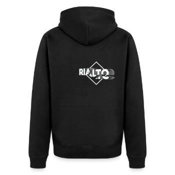 Rialto California Adventure Hiking Nature City - Unisex Premium Organic Zip Hoodie - black - Back - Nico (187cm)