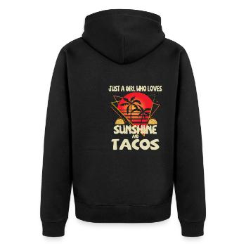Juste une fille qui aime le soleil et les tacos - Veste à capuche bio Premium Unisexe - noir - Dos - Nico (187cm)