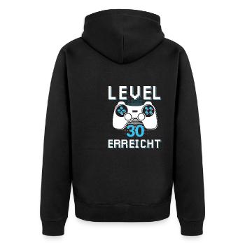 Level 30 Erreicht Gamer - Unisex Premium Bio Zip Hoodie - Schwarz - Hinten - Nico (187cm)
