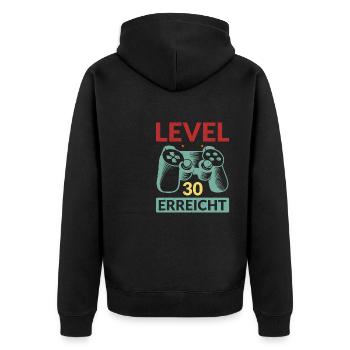 Level 30 Erreicht Gamer - Unisex Premium Bio Zip Hoodie - Schwarz - Hinten - Nico (187cm)