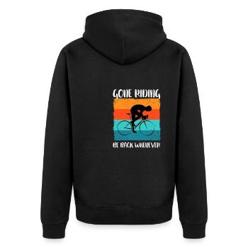 Cycling Road Bike Bicycle Gravel Time Trial Bike - Unisex Premium Organic Zip Hoodie - black - Back - Nico (187cm)