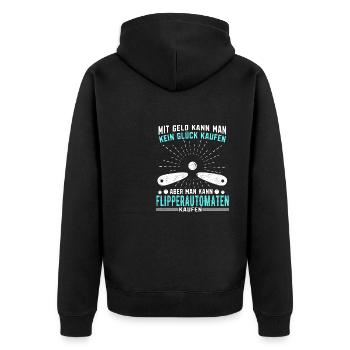 Flipperautomat Acarde Flippersammler Geschenk - Unisex Premium Bio Zip Hoodie - Schwarz - Hinten - Nico (187cm)