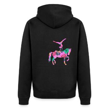Voltigieren - Unisex Premium Bio Zip Hoodie - Schwarz - Hinten - Nico (187cm)