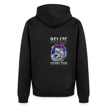 Angeltour Belize - Unisex Premium Bio Zip Hoodie - Schwarz - Hinten - Nico (187cm)