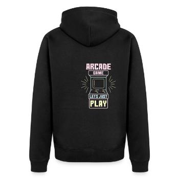 Arcade Game Lets Just Play Retro Video Games - Unisex Premium Organic Zip Hoodie - black - Back - Nico (187cm)