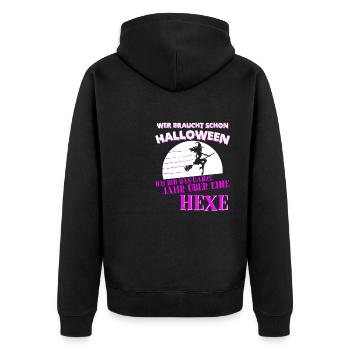 Halloween Hexe Hexerei Magie Zauber Magier Kostüm - Unisex Premium Bio Zip Hoodie - Schwarz - Hinten - Nico (187cm)