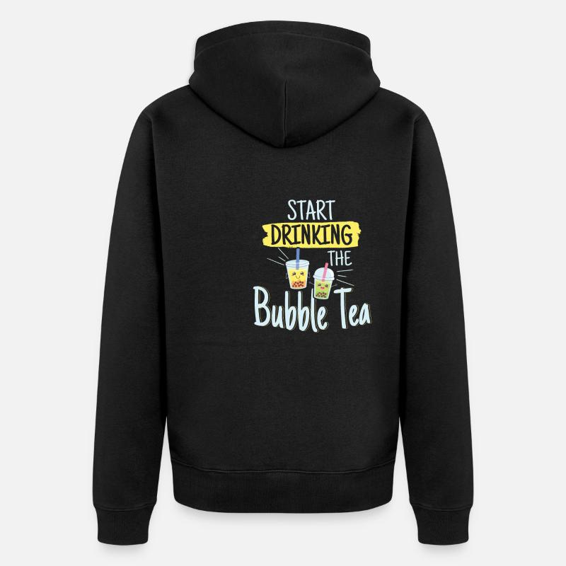 Start Drinking The Bubble Tea - Unisex Premium Organic Zip Hoodie - black