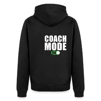 Trainer Mode A Coach - Unisex Premium Organic Zip Hoodie - black - Back - Nico (187cm)