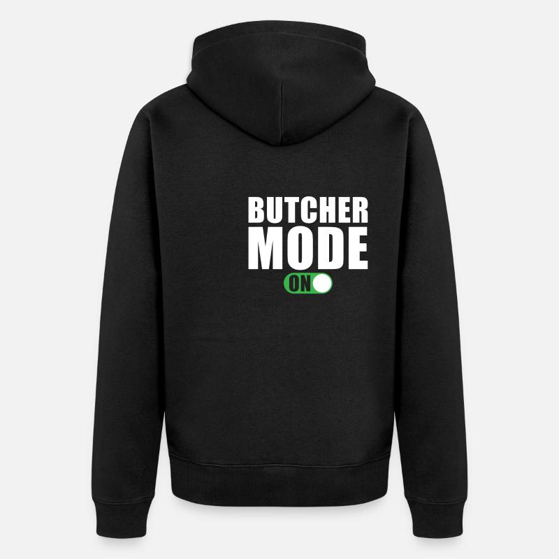 Metzger Modus Ein - Unisex Premium Bio Zip Hoodie - Schwarz