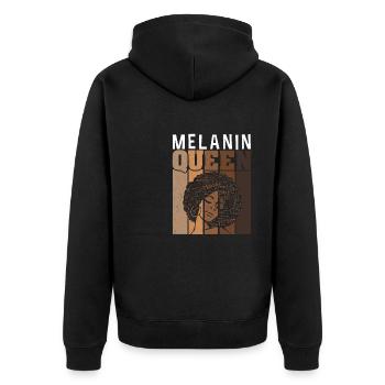 Mélanine Reine Fière Noire - Veste à capuche bio Premium Unisexe - noir - Dos - Nico (187cm)