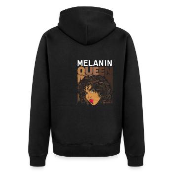 Mélanine Reine Fière Noire - Veste à capuche bio Premium Unisexe - noir - Dos - Nico (187cm)