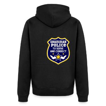 Police de grammaire, à drôle de costume de professeur à - Veste à capuche bio Premium Unisexe - noir - Dos - Nico (187cm)