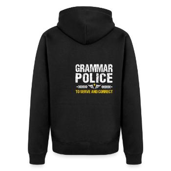 Police de grammaire, à drôle de costume de professeur à - Veste à capuche bio Premium Unisexe - noir - Dos - Nico (187cm)