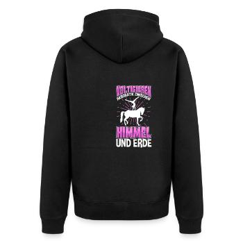 Voltigieren - Unisex Premium Bio Zip Hoodie - Schwarz - Hinten - Nico (187cm)