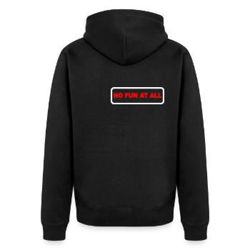 Überhaupt kein Spaß Warnzeichen Gefahr - Unisex Premium Bio Zip Hoodie - Schwarz - Hinten - Nico (187cm)