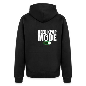 Brauche Kpop-Modus An - Unisex Premium Bio Zip Hoodie - Schwarz - Hinten - Nico (187cm)