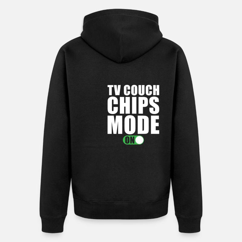 Tv Couch Chips Modus Ein - Unisex Premium Bio Zip Hoodie - Schwarz