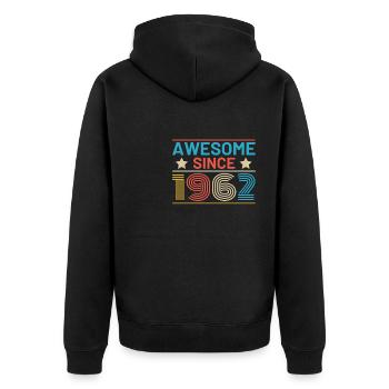 Awesome since 1962 60th birthday retro - Unisex Premium Organic Zip Hoodie - black - Back - Nico (187cm)