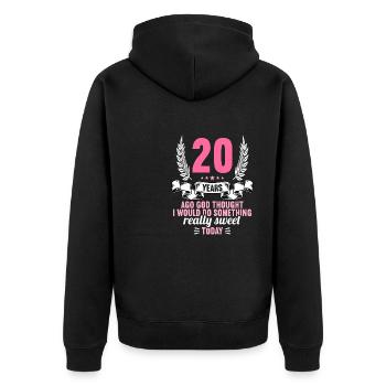 20 years ago God thought good 20 birthday - Unisex Premium Organic Zip Hoodie - black - Back - Nico (187cm)