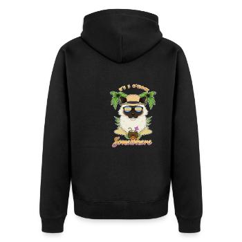 It is 5 OClock Somewhere Drinking Burman Cat - Unisex Premium Organic Zip Hoodie - black - Back - Nico (187cm)