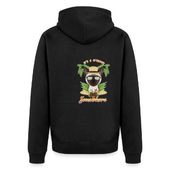 It Is 5 OClock Somewhere Drinking Siamese Cat - Unisex Premium Organic Zip Hoodie - black - Back - Nico (187cm)