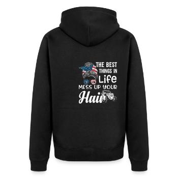 Frauen Quad Biker Motorradcross Motorradfahrer Ges - Unisex Premium Bio Zip Hoodie - Schwarz - Hinten - Nico (187cm)