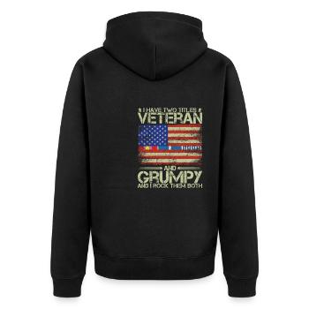 Cool Grand-père vétéran style de vie militaire Gesche - Veste à capuche bio Premium Unisexe - noir - Dos - Nico (187cm)