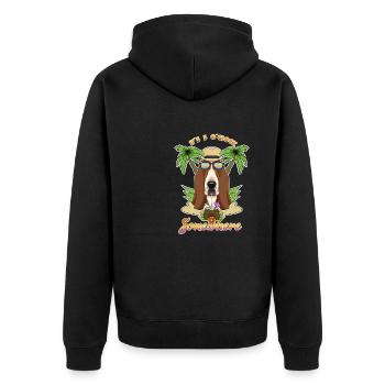 It Is 5 OClock Somewhere Drinking Basset Hound - Unisex Premium Bio Zip Hoodie - Schwarz - Hinten - Nico (187cm)