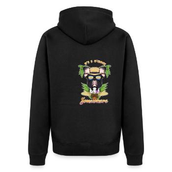 It Is 5 OClock Somewhere Drinking French Bulldog - Unisex Premium Organic Zip Hoodie - black - Back - Nico (187cm)