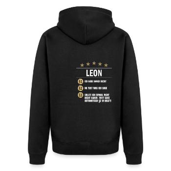 Leon Habe immer Recht Namenstag - Unisex Premium Bio Zip Hoodie - Schwarz - Hinten - Nico (187cm)