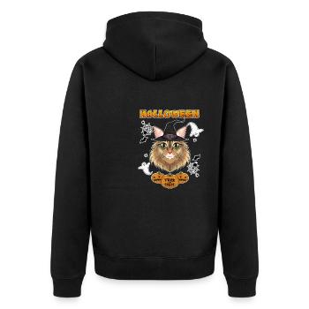 Siberian Cat Lover I Happy Halloween - Unisex Premium Organic Zip Hoodie - black - Back - Nico (187cm)
