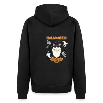 Turkish Angora Cat Lover I Happy Halloween - Unisex Premium Organic Zip Hoodie - black - Back - Nico (187cm)