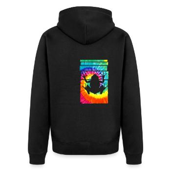 Frog Hippie Tie Dye - Unisex Premium Bio Zip Hoodie - Schwarz - Hinten - Nico (187cm)