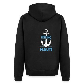 Nauti Nautical Boat Sailor Sailing Captain Anchor - Unisex Premium Bio Zip Hoodie - Schwarz - Hinten - Nico (187cm)
